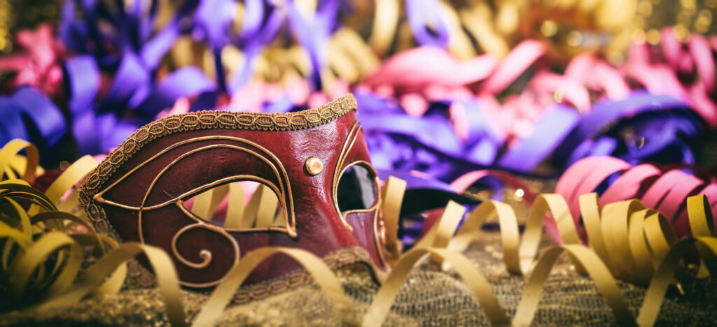 Carnival mask on colorful blur background