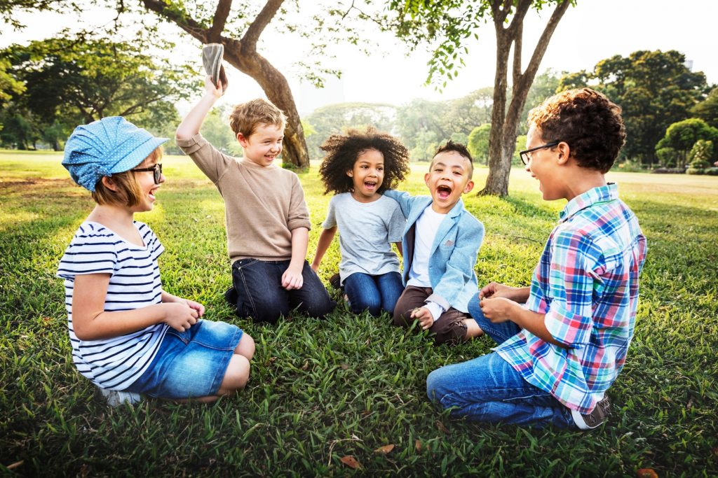Happy kids in the park